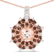 Bids.com 18K Rose Gold Plated 1.61 Carat Genuine Morganite, Smoky Quartz and White Zircon .925 Sterling Silver Pendant Pendants