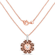 Bids.com 18K Rose Gold Plated 1.61 Carat Genuine Morganite, Smoky Quartz and White Zircon .925 Sterling Silver Pendant Pendants