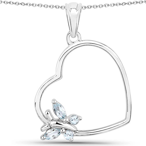 Bids.com 0.25 Carat Genuine Blue Topaz .925 Sterling Silver Pendant Pendants