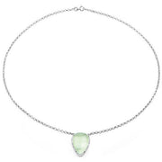 Bids.com 10.77 Carat Genuine Prehnite And White Topaz .925 Sterling Silver Pendant Pendants