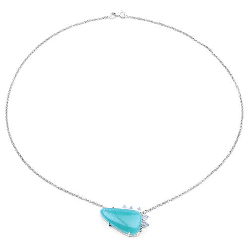 Bids.com 13.41 Carat Genuine Amazonite And White Topaz .925 Sterling Silver Pendant Pendants