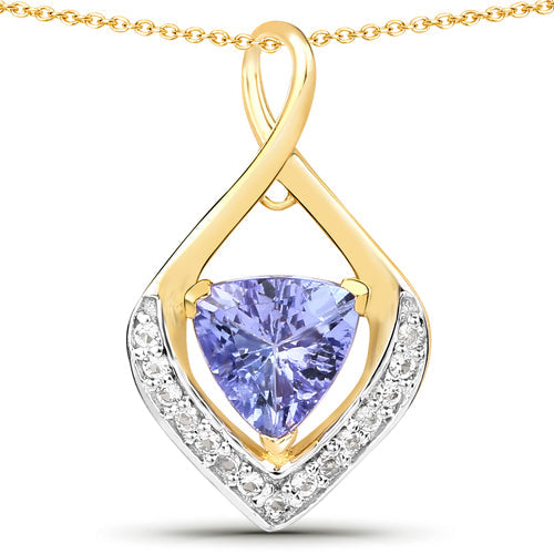 Bids.com 0.96 Carat Genuine Tanzanite and White Topaz .925 Sterling Silver Pendant Pendants
