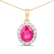 Bids.com 2.56 Carat Genuine Burma Ruby and White Diamond 18K Yellow Gold Pendant Pendants
