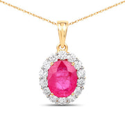 Bids.com 2.56 Carat Genuine Burma Ruby and White Diamond 18K Yellow Gold Pendant Pendants