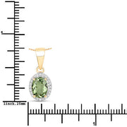 Bids.com 1.27 Carat Genuine Green Tourmaline and White Diamond 14K Yellow Gold Pendant Pendants