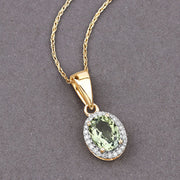 Bids.com 1.27 Carat Genuine Green Tourmaline and White Diamond 14K Yellow Gold Pendant Pendants