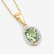 Bids.com 1.27 Carat Genuine Green Tourmaline and White Diamond 14K Yellow Gold Pendant Pendants