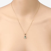 Bids.com 1.27 Carat Genuine Green Tourmaline and White Diamond 14K Yellow Gold Pendant Pendants