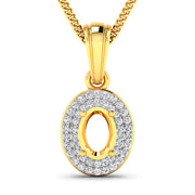 Bids.com 0.17 Carat Genuine White Diamond 14K Yellow Gold Semi Mount Pendant - holds 7x5mm Oval Gemstone Pendants
