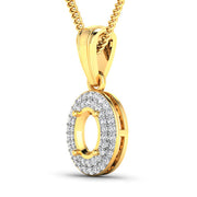 Bids.com 0.17 Carat Genuine White Diamond 14K Yellow Gold Semi Mount Pendant - holds 7x5mm Oval Gemstone Pendants