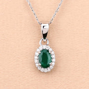 Bids.com 0.81 Carat Genuine Zambian Emerald and White Diamond 14K White Gold Pendant Pendants