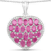 Bids.com 5.00 Carat Genuine Ruby and White Diamond .925 Sterling Silver Pendant Pendants White Smoke Default Title