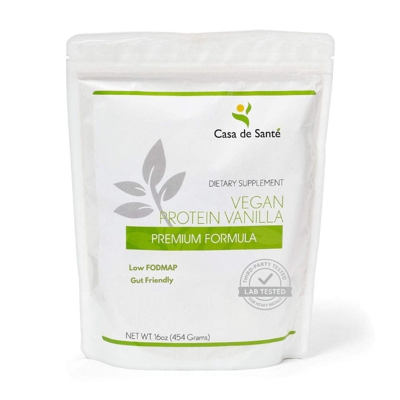 casa de sante Vegan Protein Vanilla MD PhD Formulated Gut Friendly Low FODMAP Digestive Support Supplements