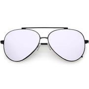 zeroUV Retro Modern Mirrored Flat Lens Metal Aviator Sunglasses A318 Sunglasses