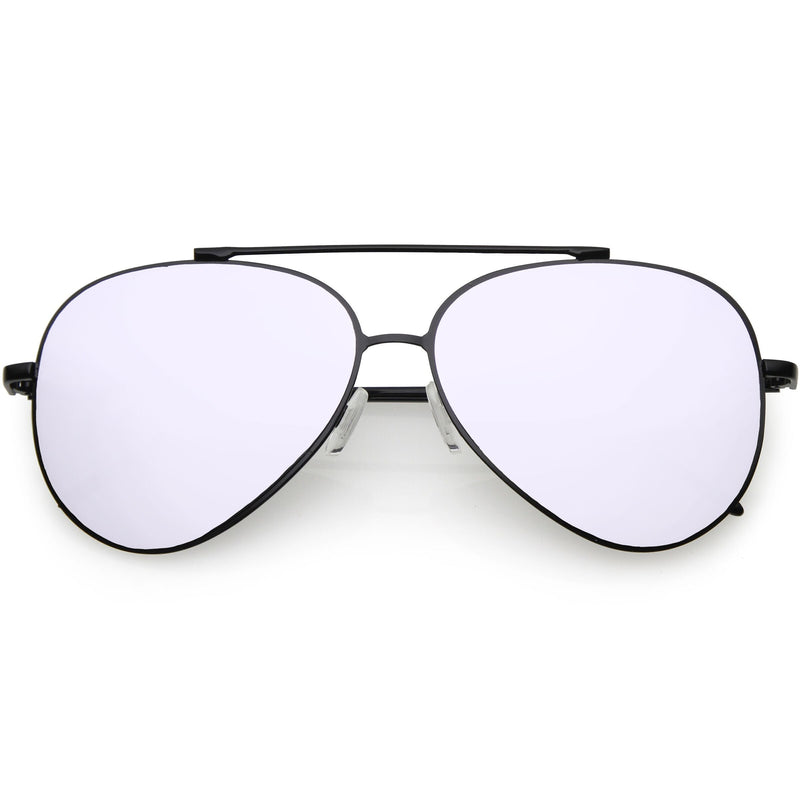 zeroUV Retro Modern Mirrored Flat Lens Metal Aviator Sunglasses A318 Sunglasses