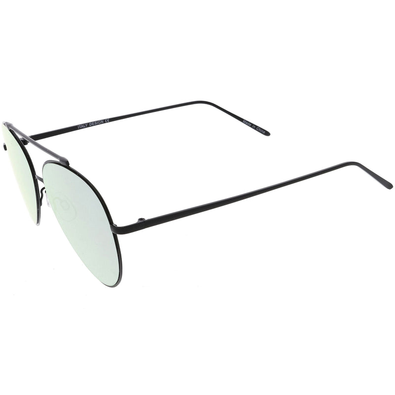 zeroUV Retro Modern Mirrored Flat Lens Metal Aviator Sunglasses A318 Sunglasses