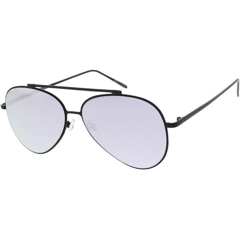 zeroUV Retro Modern Mirrored Flat Lens Metal Aviator Sunglasses A318 Sunglasses