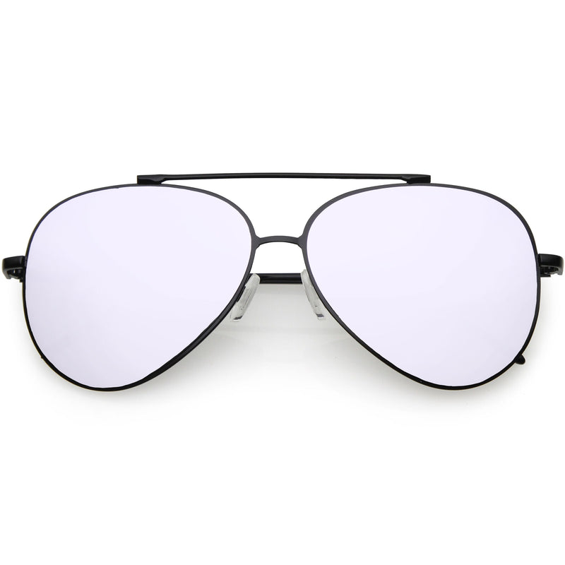 zeroUV Retro Modern Mirrored Flat Lens Metal Aviator Sunglasses A318 Sunglasses