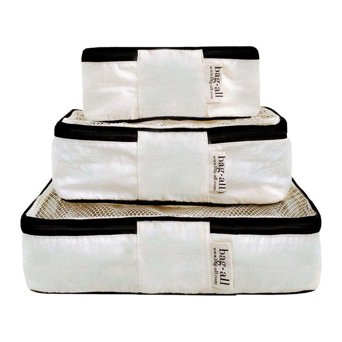 Bag-All - Cotton Packing Cubes, Print, 3-Pack Cream