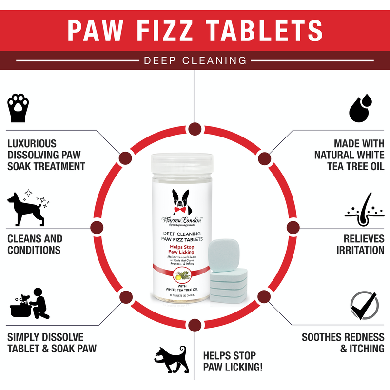 Warren London Deep Cleaning Paw Fizz Tablets - Soothes Itchy, Irritated Paws Spa Product