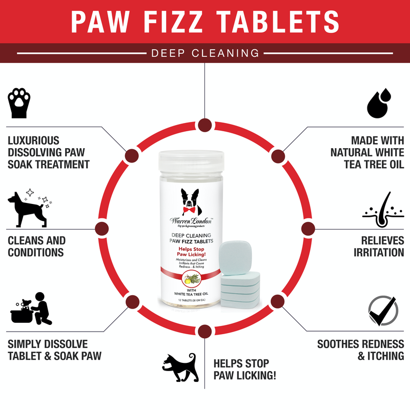 Warren London Deep Cleaning Paw Fizz Tablets - Soothes Itchy, Irritated Paws Spa Product