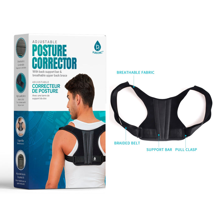 Adjustable Posture Corrector With Back Support Bar & Breathable Upper Back Brace