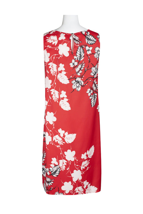 Premise Boat Neck Sleeveless Floral Print High Low Hem Charmeuse Dress by Curated Brands