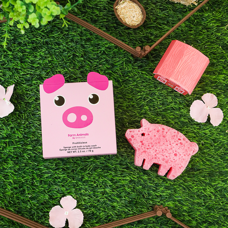 Spongellé Peggy Pig | Farm Animals Body Wash Infused Buffer