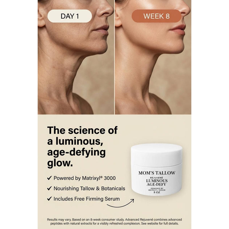 Mom’s Tallow Advanced Rejuvené Luminous Age-Defy Face/Neck Cream: Featuring Matrixyl® 3000 (+ Free 4oz Deep Firming Serum)