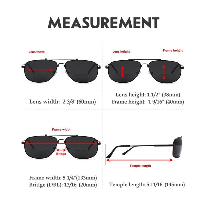 Eyekeeper.Com - Pilot Style Metal Polarized Bifocal Sunglasses Pgsg1803