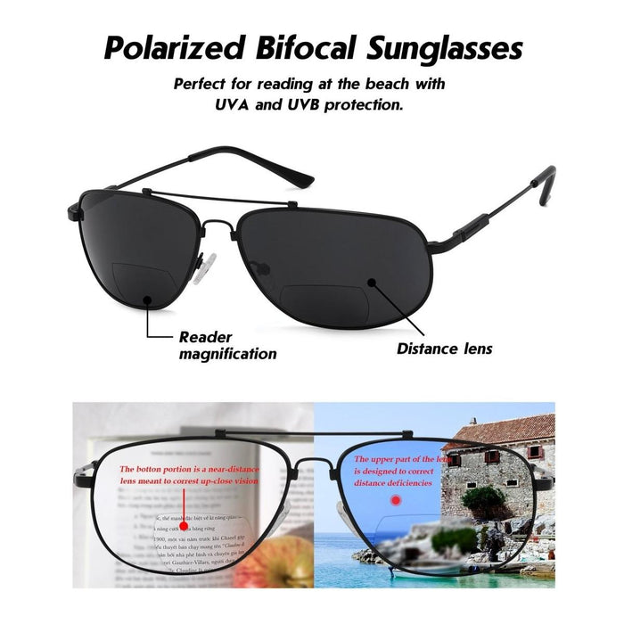 Eyekeeper.Com - Pilot Style Metal Polarized Bifocal Sunglasses Pgsg1803