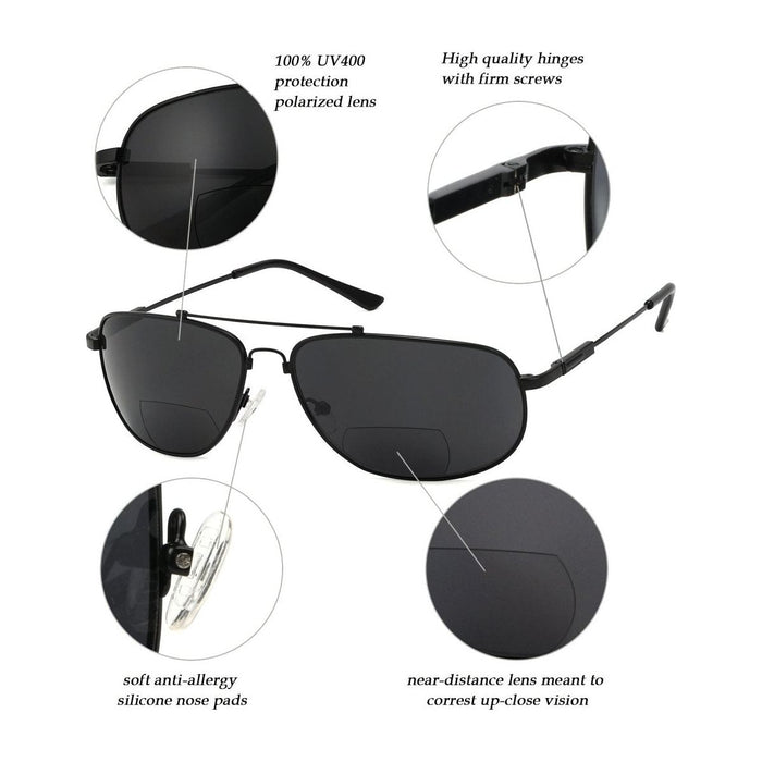 Eyekeeper.Com - Pilot Style Metal Polarized Bifocal Sunglasses Pgsg1803