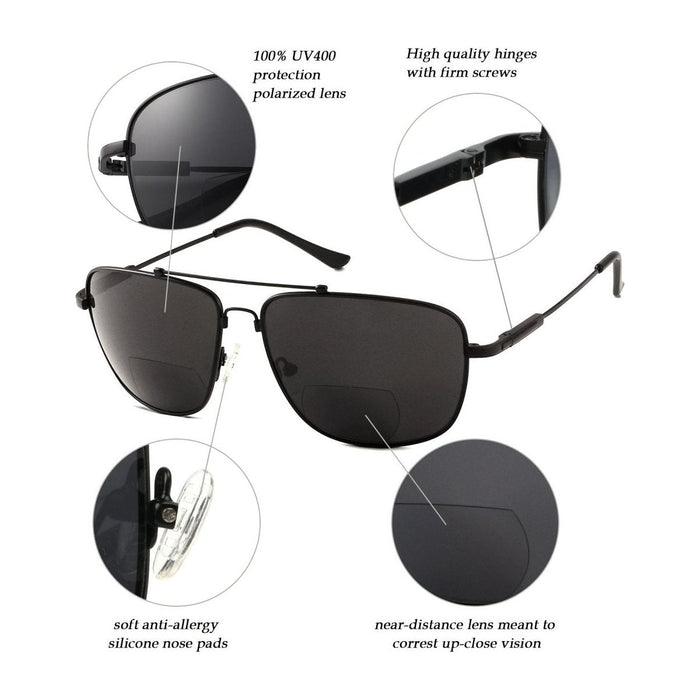 Eyekeeper.Com - Pilot Style Polarized Bifocal Sunglasses Readers Pgsg1801