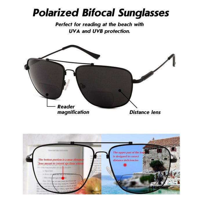 Eyekeeper.Com - Pilot Style Polarized Bifocal Sunglasses Readers Pgsg1801