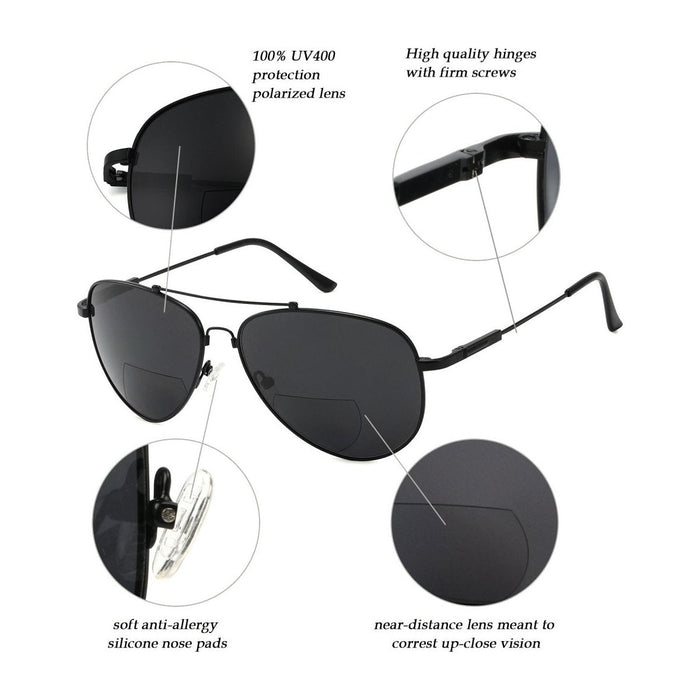 Eyekeeper.Com - Polarized Bifocal Sunglasses Pilot Style Readers Pgsg1804