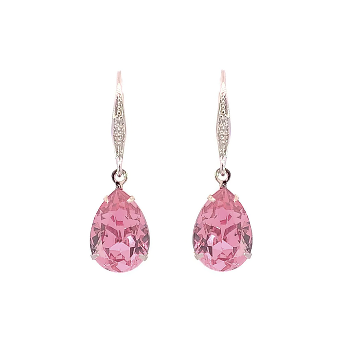 Pink Tourmaline Crystal Teardrop Earrings