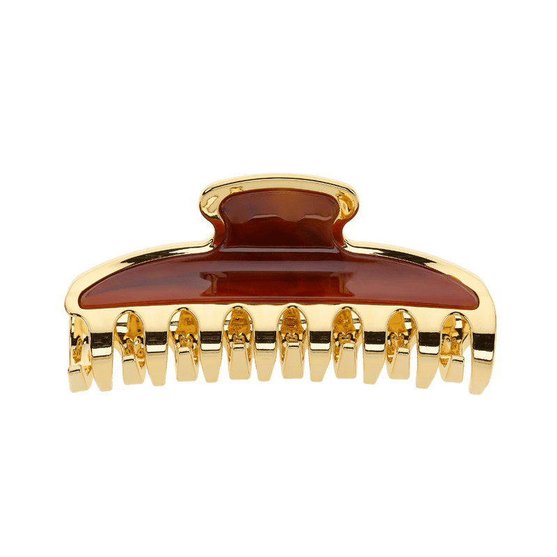 Janeke Large Gold-Rimmed Hair Claw Clip – Tortoiseshell Claw Clip