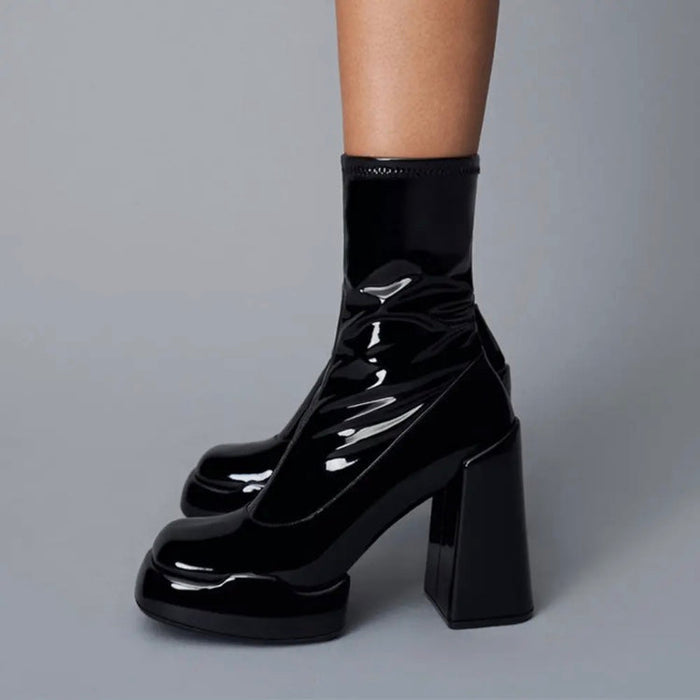 Platform Chunky Heeled Women Vegan Ankle Sock Boots