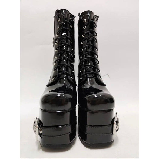 Platform Thick High Heels Gothic Style Motorcycle Boots Women