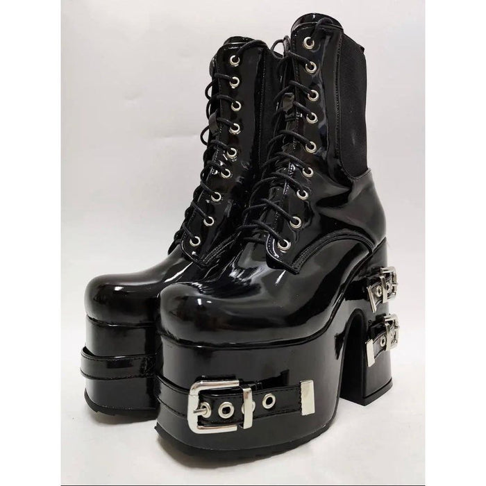 Platform Thick High Heels Gothic Style Motorcycle Boots Women