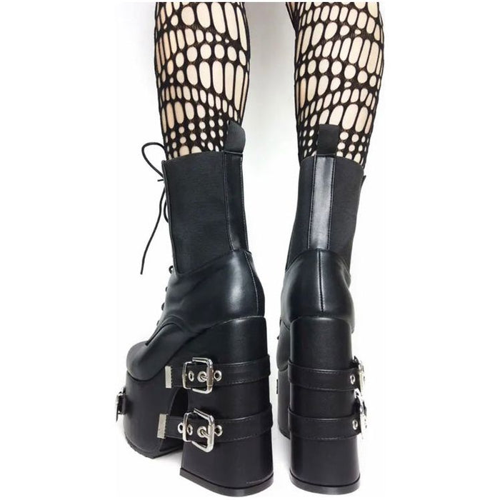 Platform Thick High Heels Gothic Style Motorcycle Boots Women