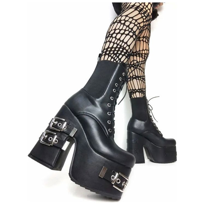 Platform Thick High Heels Gothic Style Motorcycle Boots Women