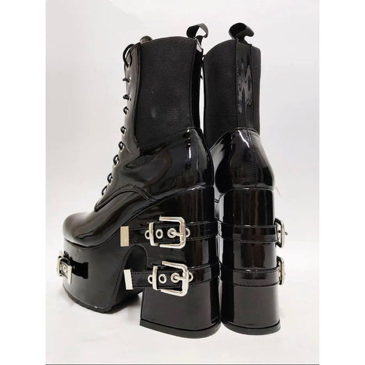 Platform Thick High Heels Gothic Style Motorcycle Boots Women