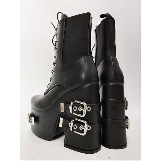 Platform Thick High Heels Gothic Style Motorcycle Boots Women