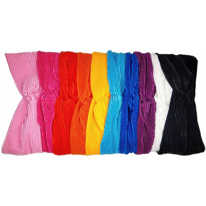 Threddies Pleated Satin Turban Headbands, Bulk Pack