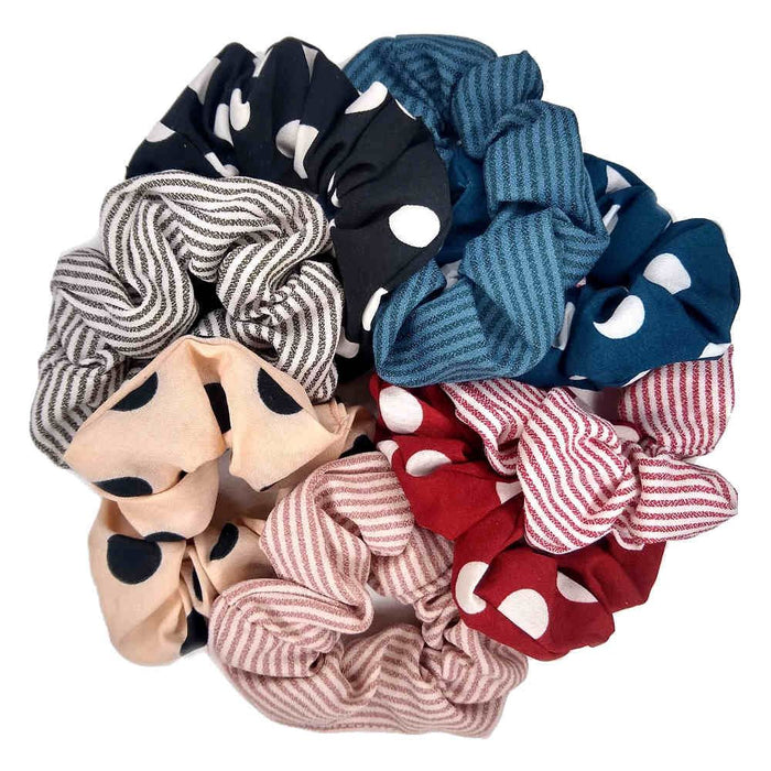 Threddies Polka Dot And Skinny Stripe Scrunchies