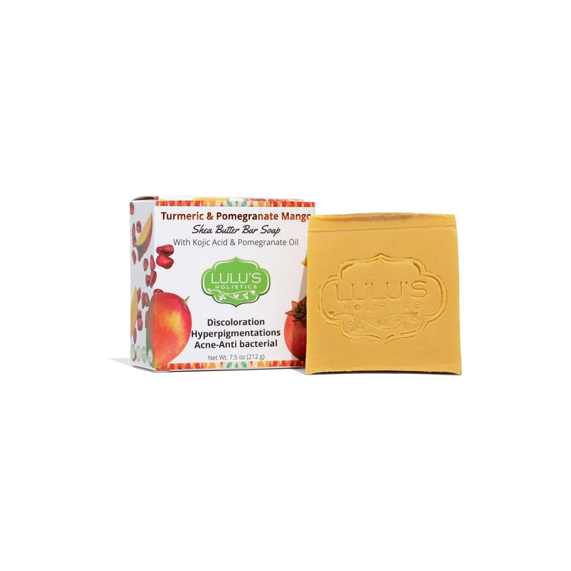 Lulu’s Holistics Turmeric Pomegranate Mango Shea Butter Bar Soap with Kojic Acid – Hydrating Cleanser for Smooth, Bright, Even-Looking Skin Bar soap