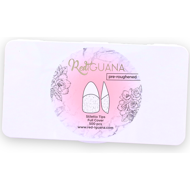 Red Iguana LLC Soft Gel Stiletto tips / Full Cover / Pre-Roughened Nail Tips