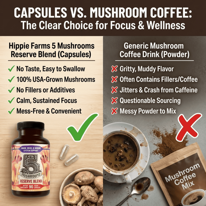Premium Immunity, Gut Health, and Brain Cognition Formula - 5 Mushrooms Reserve Blend