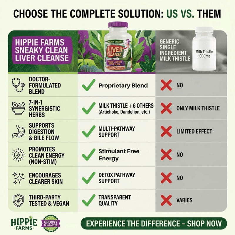 Hippie Farms Premium Liver Cleanse & Reset - Liver Detox, Bile Stimulation, Enzyme Support (AST/ALT) Vitamins & Supplements